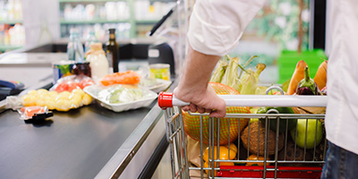 person checking out at a grocery store